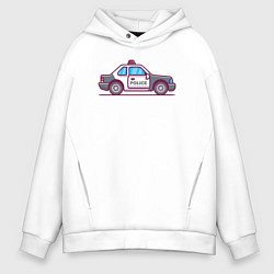 Толстовка оверсайз мужская Police car, цвет: белый