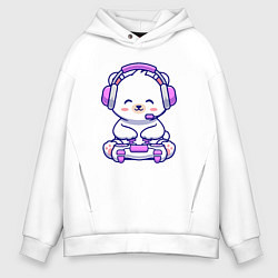 Мужское худи оверсайз Белый медведь геймер