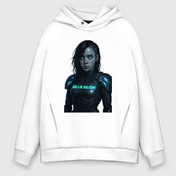 Толстовка оверсайз мужская Билли Айлиш в космическом костюме, цвет: белый