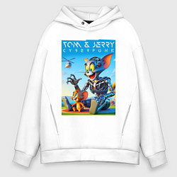 Мужское худи оверсайз Cyborg Tom and Jerry - ai art fantasy