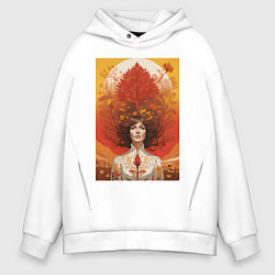 Толстовка оверсайз мужская Осень в образе женщины, цвет: белый