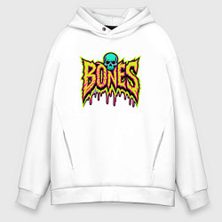 Толстовка оверсайз мужская Bones стекающая краска, цвет: белый