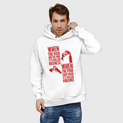 Толстовка оверсайз мужская Богатые и бедные, цвет: белый — фото 2