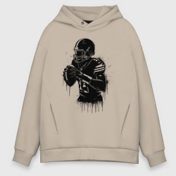 Мужское худи оверсайз Американский футболист черной краской