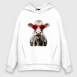 Мужское худи оверсайз Корова в очках