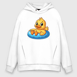 Мужское худи оверсайз Утенок в надувном круге