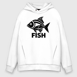 Мужское худи оверсайз Рыба в стиле минимализм