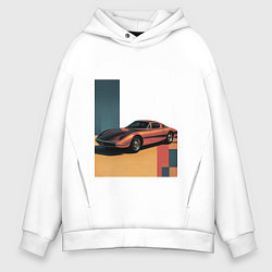 Мужское худи оверсайз Ретрофутуризм спорткар поп-арт 1970-е