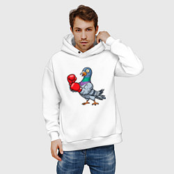 Толстовка оверсайз мужская Голубь боксер, цвет: белый — фото 2