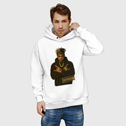 Толстовка оверсайз мужская XXXTentacion с золотой цепью, цвет: белый — фото 2