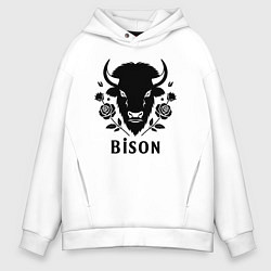 Мужское худи оверсайз Бизон с розами