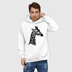 Толстовка оверсайз мужская Стилизованный жираф, цвет: белый — фото 2