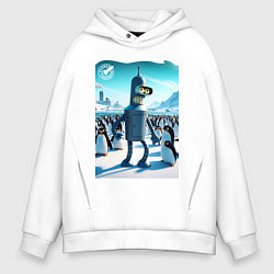 Мужское худи оверсайз Робот-сгибальщик Бендер в Антарктиде с пингвинами