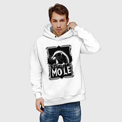 Толстовка оверсайз мужская Крот в рамке, цвет: белый — фото 2