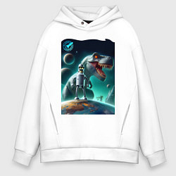 Мужское худи оверсайз Bender bending robot and tyrannosaurus - planet ex