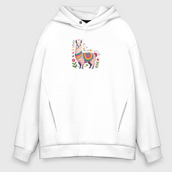 Мужское худи оверсайз Альпака с сердечками и цветами