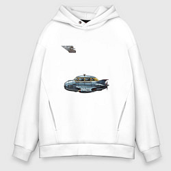 Мужское худи оверсайз Летающее такси ретрофутуризм стримлайн