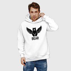 Толстовка оверсайз мужская Летающий медведь, цвет: белый — фото 2