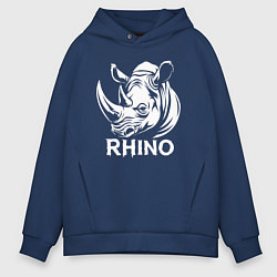 Мужское худи оверсайз Носорог с надписью