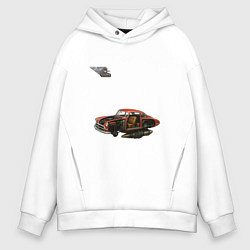 Мужское худи оверсайз Летающая машина, ретрофутуризм