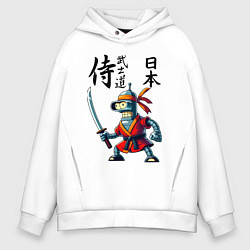 Мужское худи оверсайз Bender bending robot with katana - samurai
