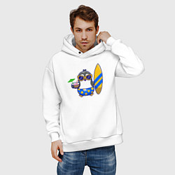 Толстовка оверсайз мужская Пингвин серфер, цвет: белый — фото 2