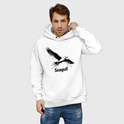 Толстовка оверсайз мужская Чайка черной краской, цвет: белый — фото 2
