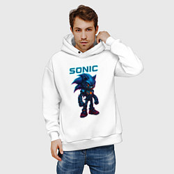 Толстовка оверсайз мужская Sonic cyberpunk, цвет: белый — фото 2