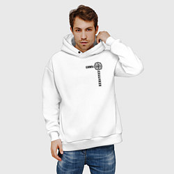 Толстовка оверсайз мужская Симъ победиши узорный текст, цвет: белый — фото 2