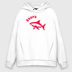 Мужское худи оверсайз Акула-красный силуэт