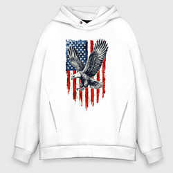 Мужское худи оверсайз Орёл на фоне американского флага USA