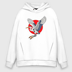 Мужское худи оверсайз Цапля на закате