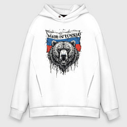 Мужское худи оверсайз Флаг России и медведь