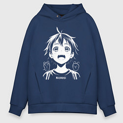 Толстовка оверсайз мужская Ничоси аниме, цвет: тёмно-синий