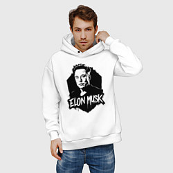 Толстовка оверсайз мужская Орнамент Илона Маска, цвет: белый — фото 2