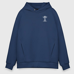 Мужское худи оверсайз Спаси и сохрани белый арт