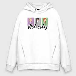 Толстовка оверсайз мужская Уэнсдей, Энид и Агнес, цвет: белый