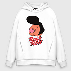 Мужское худи оверсайз Логотип rock n roll мем