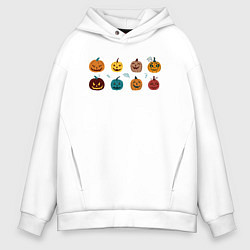 Мужское худи оверсайз Разноцветные тыквы Джека на Хэллоуин