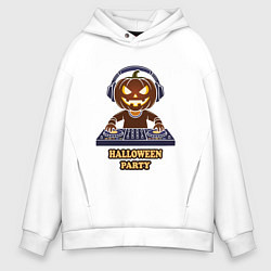Мужское худи оверсайз Хэллоуин, тыква диджей, музыка