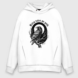 Мужское худи оверсайз Готическая ворона сидит на ветке