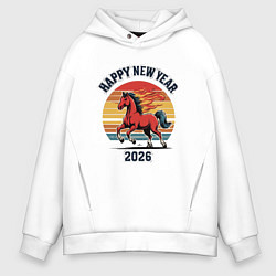 Мужское худи оверсайз Красная огненная лошадь 2026