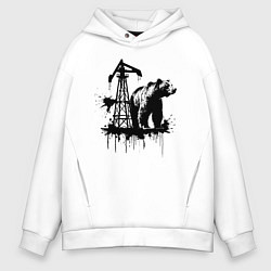 Мужское худи оверсайз Медведь и нефть
