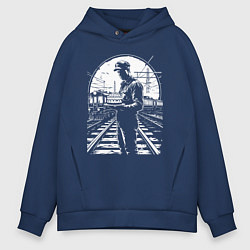 Мужское худи оверсайз Железнодорожник с тортом