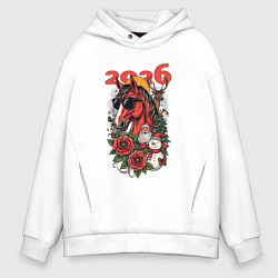 Мужское худи оверсайз Красная огненная лошадь 2026