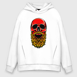 Мужское худи оверсайз Красный череп с бородой