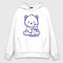Мужское худи оверсайз Music white bear