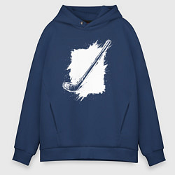 Мужское худи оверсайз Хоккейная клюшка в квадрате