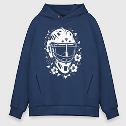 Мужское худи оверсайз Шлем-маска в цветочном обрамлении