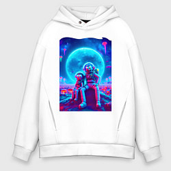 Мужское худи оверсайз Морти и Рик на неоновой планете